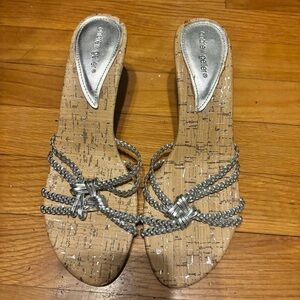 Andrew Geller Silver and Tan Women's Mules